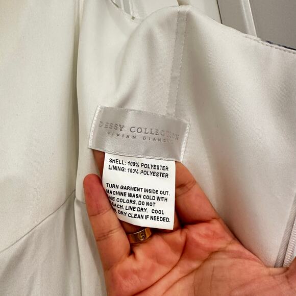 NEW Dessy Collection Bustier Ruffle Evening Gown in Bleu Garden Print Size 2 - Picture 8 of 9